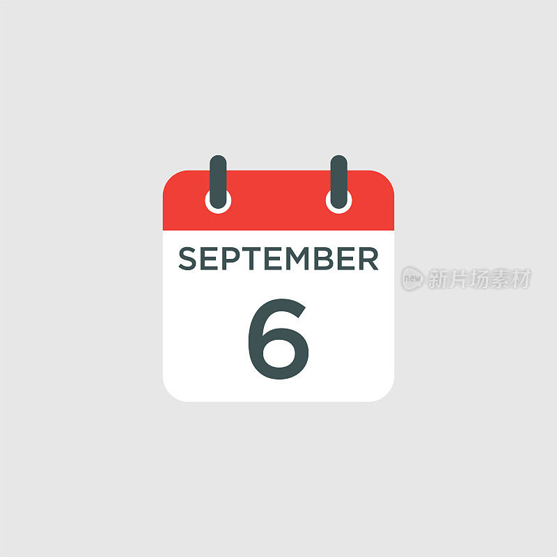日历- 9月6日图标插图孤立向量符号符号